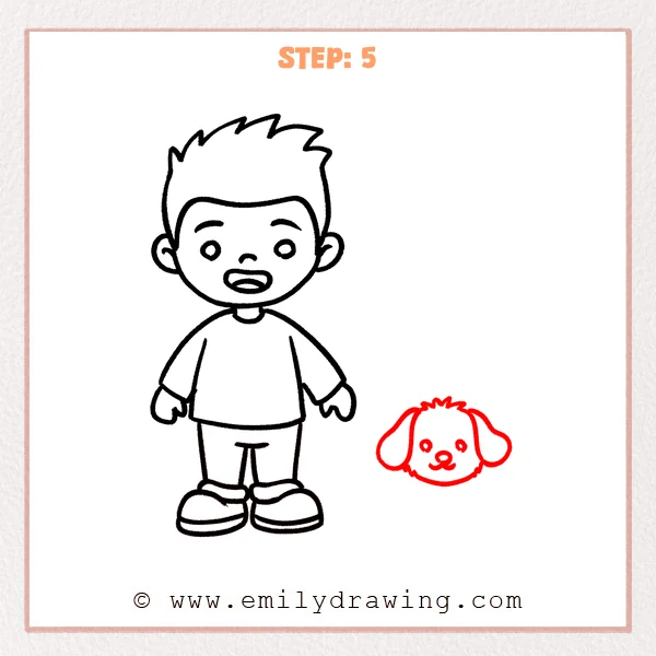 how to draw a man with a dog - Step 5